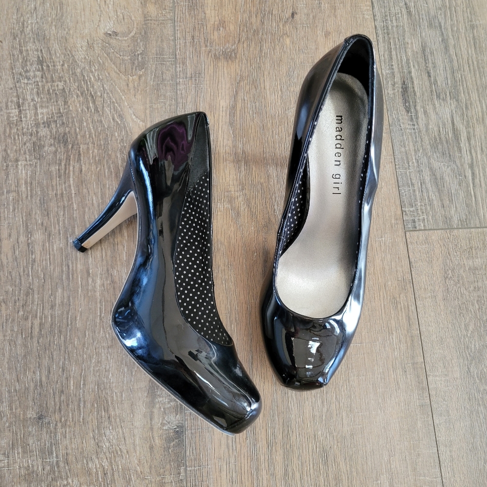 Patten leather heels